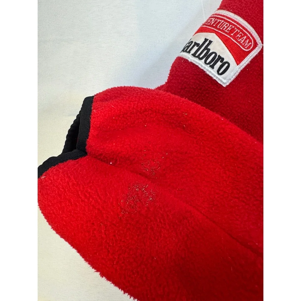 Vintage Marlboro Adventure Team Fleece Pullover Red Black Yellow Snap T 90s L - Picture 7 of 11